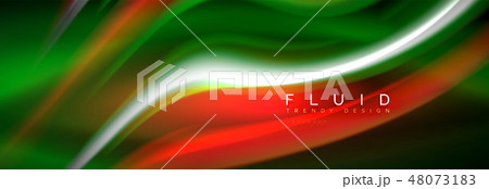 Fluid color neon wave lines background, neon liquid color futuristic paint template 48073183