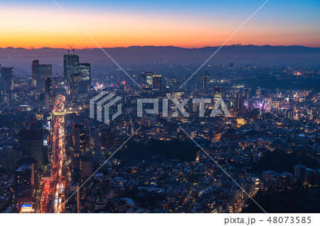 《東京都》東京トワイライト夜景・渋谷方面 48073585