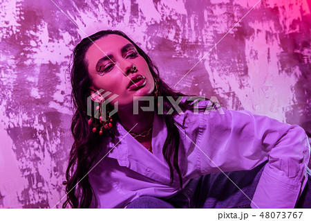Portrait of a dreamy creative young woman 48073767