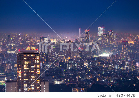 《東京都》雨上がり・霧に包まれた東京の夜景《池袋方面》 48074479