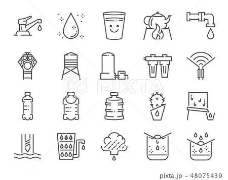 Clean water line icon set. 48075439