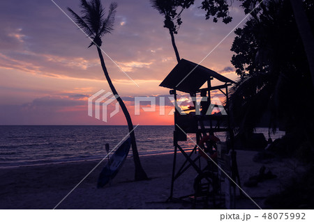 Lifeguard ready to take care tourist on the beach Lifeguard ready to take care tourist on the beach 48075992
