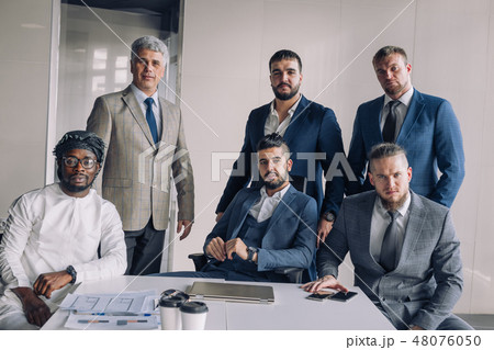 Multiracial group of business team consisting of men only with Executive indoor 48076050
