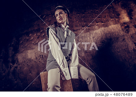 Low angle of a nice attractive woman 48076489