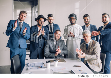 Multiracial group of business team consisting of men only with Executive indoor 48076589