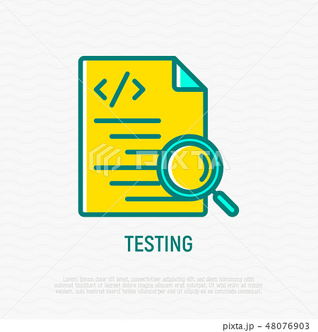 Testing software: code with magnifier line icon Testing software: code with magnifier line icon 48076903