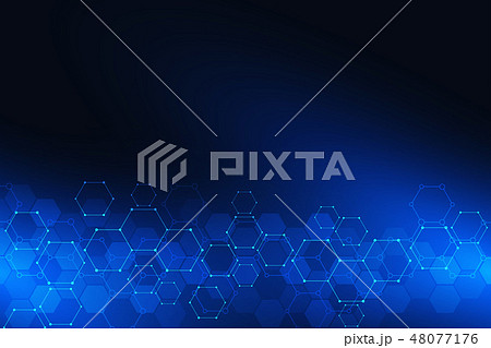 Science and technology background with hexagons pattern. Hi-tech background of molecular structures 48077176