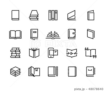 Book line icons. Open magazine, library education set, bookstore order collection. Vector dictionary 48078640