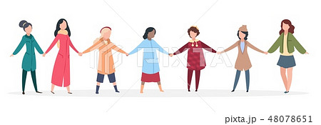 Female manifestation. Women holding hands, young people united together. Happy friendship vector 48078651