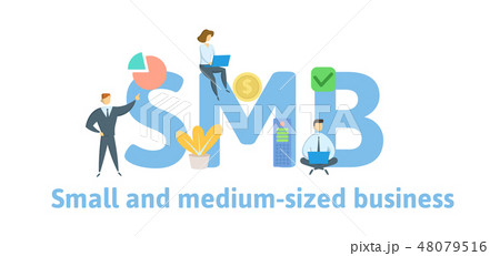 SMB, Small and Medium-Sized Business. Concept with keywords, letters and icons. Flat vector 48079516