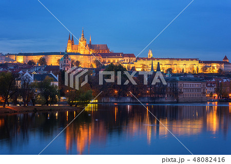 Prague night, Prague castle view, Czech Republic Prague night, Prague castle view, Czech Republic 48082416