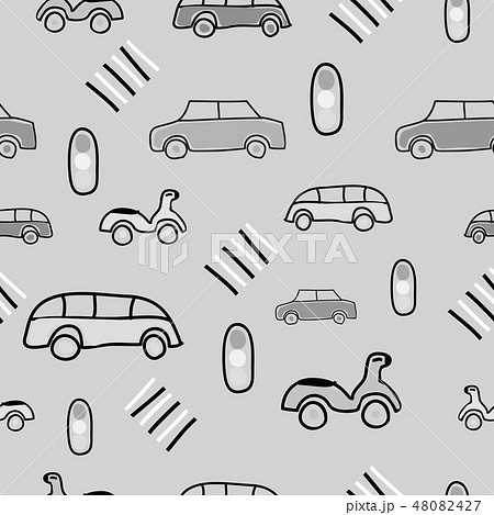 Gray seamless pattern with on the road elements 48082427
