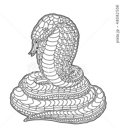 Coloring Book Page With Decorative Cartoon Cobra Stock Illustration