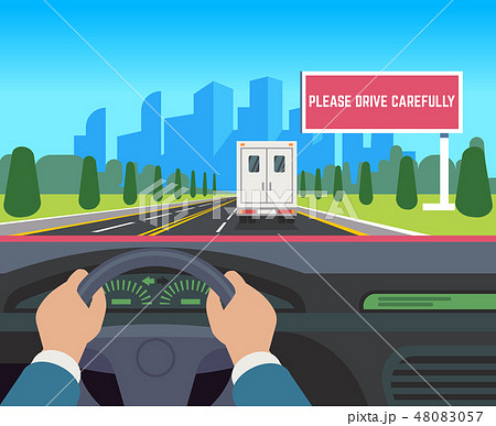 Hands driving car. Auto inside dashboard driver speed road overtaking street traffic travel Hands driving car. Auto inside dashboard driver speed road overtaking street traffic travel 48083057