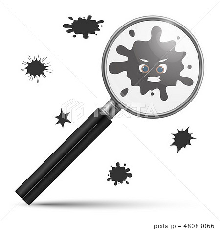 Magnifying bacteria. Contamination infection germ microorganisms or computer virus and realistic 48083066