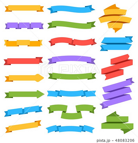 Ribbons set. Blank colorful label price tag banner bookmark vintage isolated vector collection 48083206