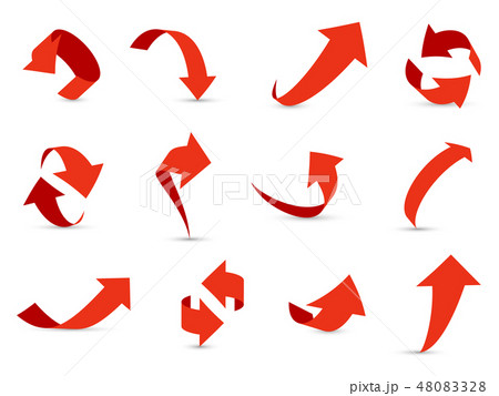 Red arrows 3d set. Financial arrow growth decline different info path up down next interface 48083328