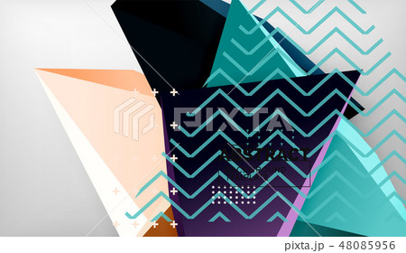 Abstract color triangles geometric background. Mosaic triangular low poly style 48085956