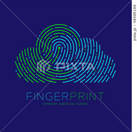 Cloud pattern Fingerprint scan logo icon dash line 48086166