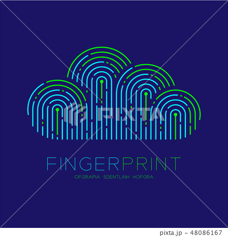 Cloud pattern Fingerprint scan logo icon dash line 48086167