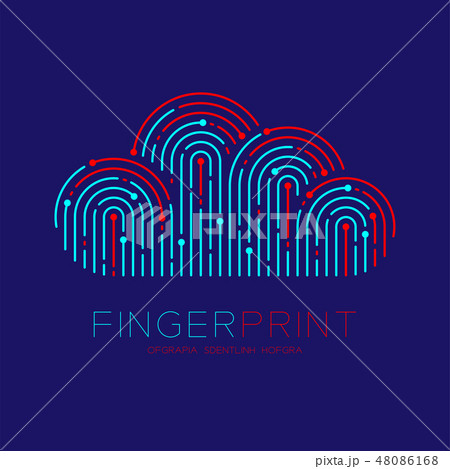 Cloud pattern Fingerprint scan logo icon dash line Cloud pattern Fingerprint scan logo icon dash line 48086168