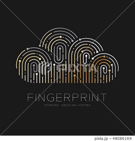 Cloud pattern Fingerprint scan logo icon dash line Cloud pattern Fingerprint scan logo icon dash line 48086169