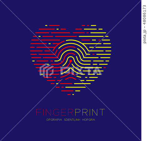 Heart pattern Fingerprint scan logo icon dash line 48086173