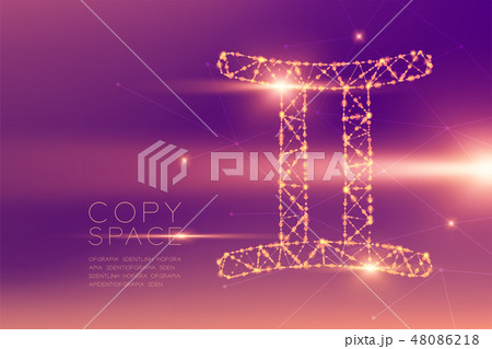 Gemini Zodiac sign wireframe polygon futuristic Gemini Zodiac sign wireframe polygon futuristic 48086218