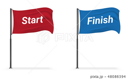 3d Mock Up Realistic Flag Display Start And Finishのイラスト素材