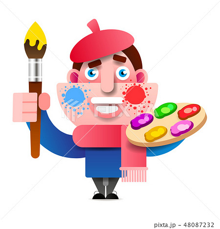 Happy Smiling Boy Artist Character Happy Smiling Boy Artist Character 48087232