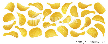 Potato chips isolated on white background, collection 48087677