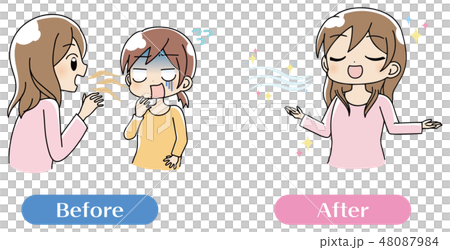 口臭くさい　女性　イラスト　セット 48087984