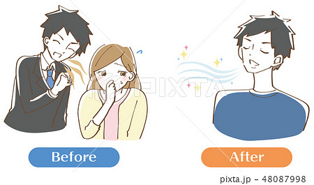 口臭くさい　男性　イラスト　セット 48087998