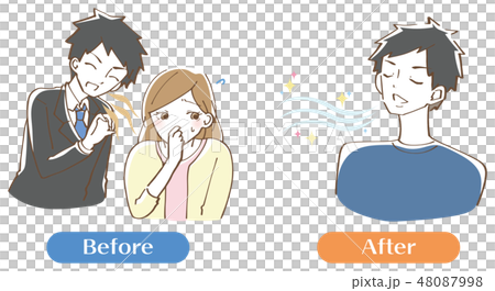 口臭くさい　男性　イラスト　セット 48087998