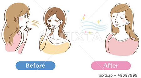 口臭くさい　女性　イラスト　セット 48087999