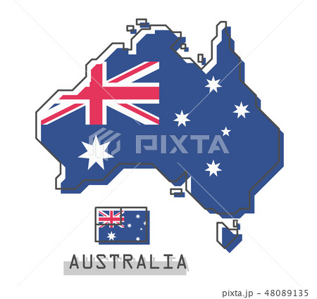 Australia map and flag .  48089135