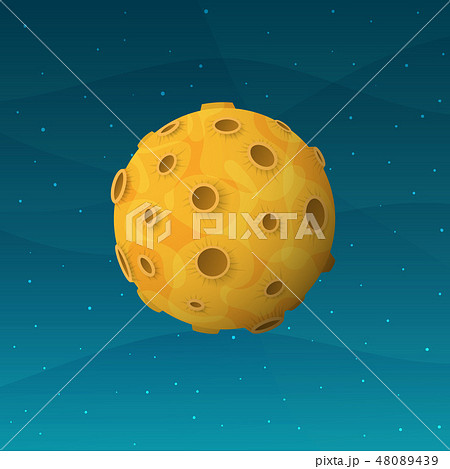 Yellow Planet With Craters Is Like A Moon In Spaceのイラスト素材 48089439 Pixta