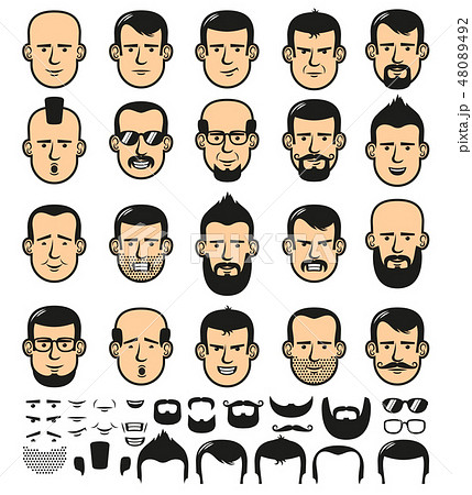 Male Faces With Haircutsのイラスト素材