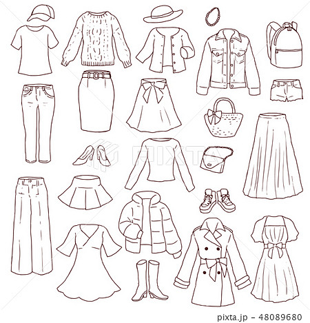 レディースファッション線のみのイラスト素材