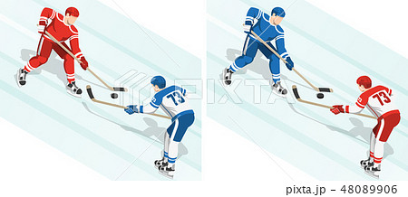 Fght for the puck at the hockey game 48089906