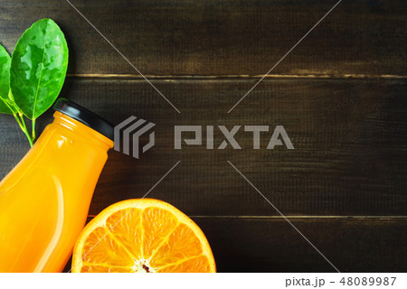 Top View Fresh Orange Juice and Slice Fruits Top View Fresh Orange Juice and Slice Fruits 48089987
