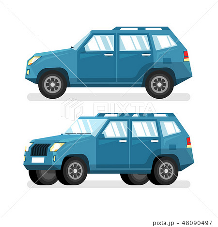 Blue SUV car in flat style 48090497