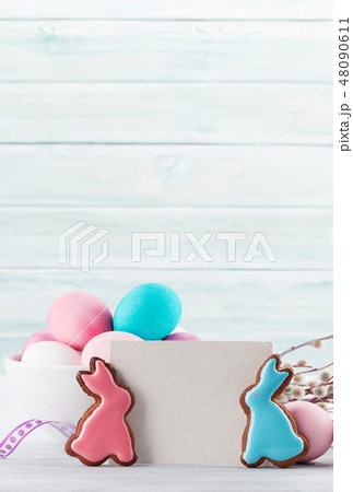 Easter greeting card with eggs Easter greeting card with eggs 48090611