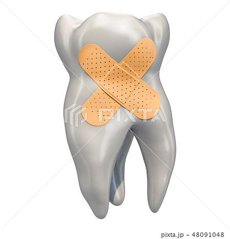 Tooth with adhesive plasters. Dental recovery 48091048