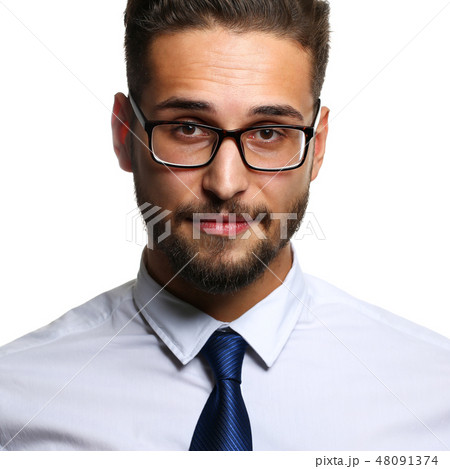 Handsome smiling adult bearded brunette caucasian person 48091374