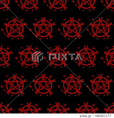 Dotwork Magic Pentagram Seamless Pattern - Stock Illustration [48092177] -  PIXTA