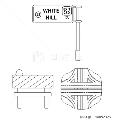 Road junctions and signs and other web icon in outline style.Pedestrian crossings and signs icons in Road junctions and signs and other web icon in outline style.Pedestrian crossings and signs icons in 48092325