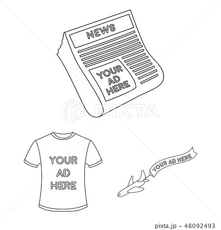 Production of advertising outline icons in set collection for design. Advertising equipment vector 48092493