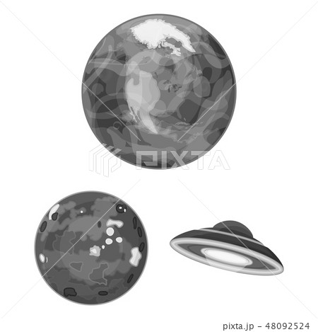 Planets of the solar system monochrome icons in set collection for design. Cosmos and astronomy 48092524