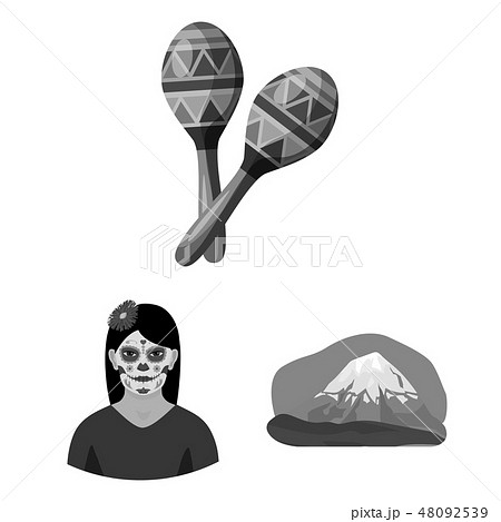 Country Mexico monochrome icons in set collection for design. Mexico and landmark vector symbol 48092539